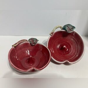 Red Ceramic Apple-Shaped ‘Apple Baker’ Dishes